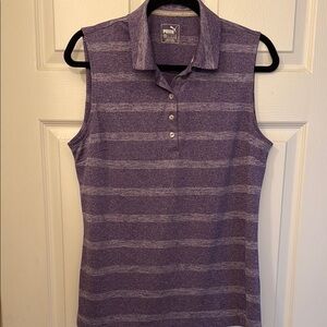 Puma Women's Purple Striped Sleeveless Top